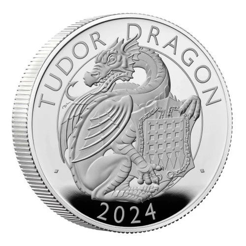 2oz Royal Mint Tudor Beast Tudor Dragon 2024 Silver .999 Preowned