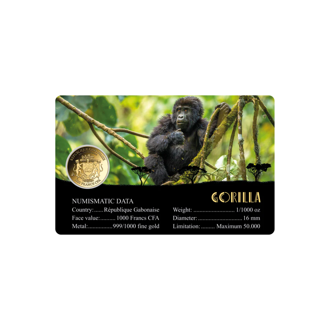 African Gorilla Coin Card - Gold Gift - Image 2