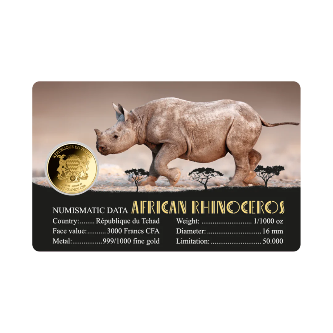 American Rhinoceros Coin Card 999/1000 1/1000oz - Gold Gift Preowned - Image 2