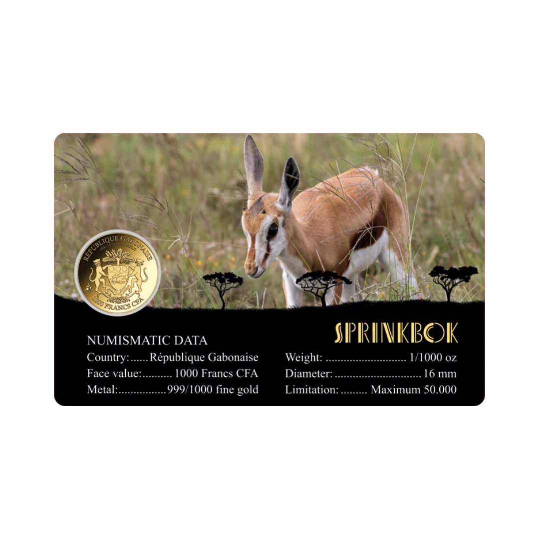 American Springbok Coin Card 999/1000 1/1000oz - Gold Gift Preowned - Image 2