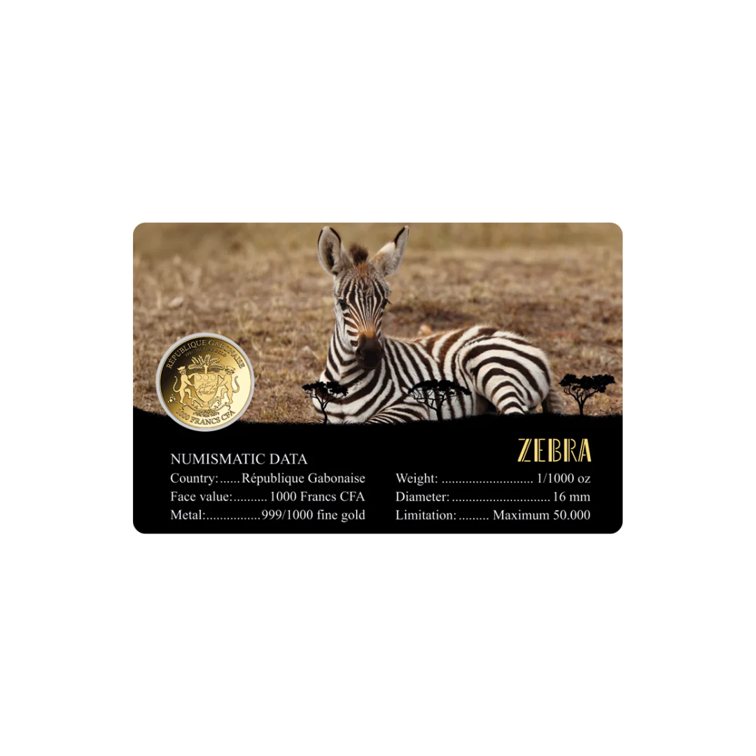 African Zebra Coin Card - Gold Gift - Image 3