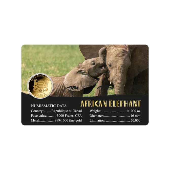 American Elephant Coin Card 999/1000 1/1000oz - Gold Gift Preowned - Image 2