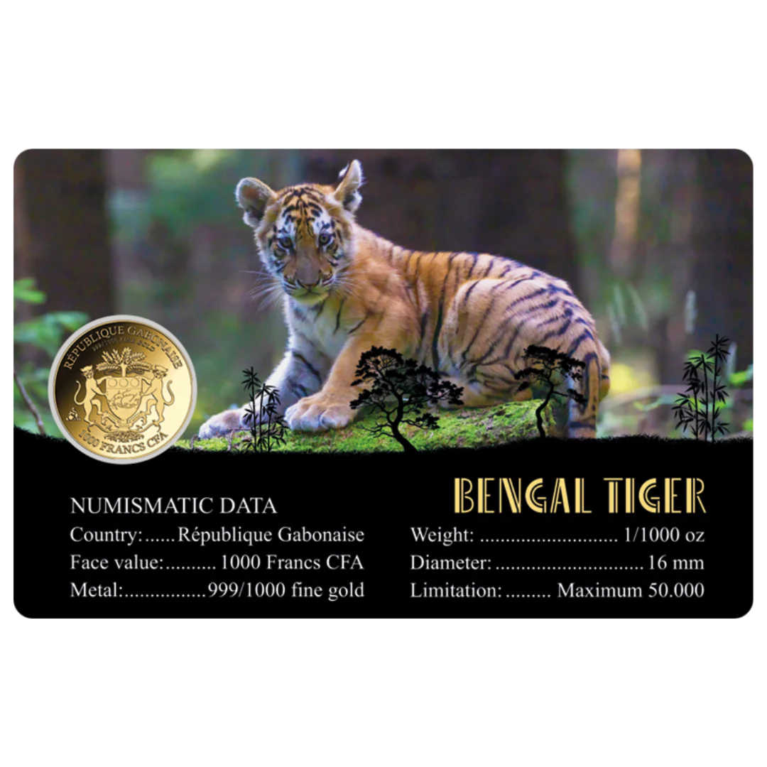 Bengal Tiger Coin Card - Gold Gift - Image 2