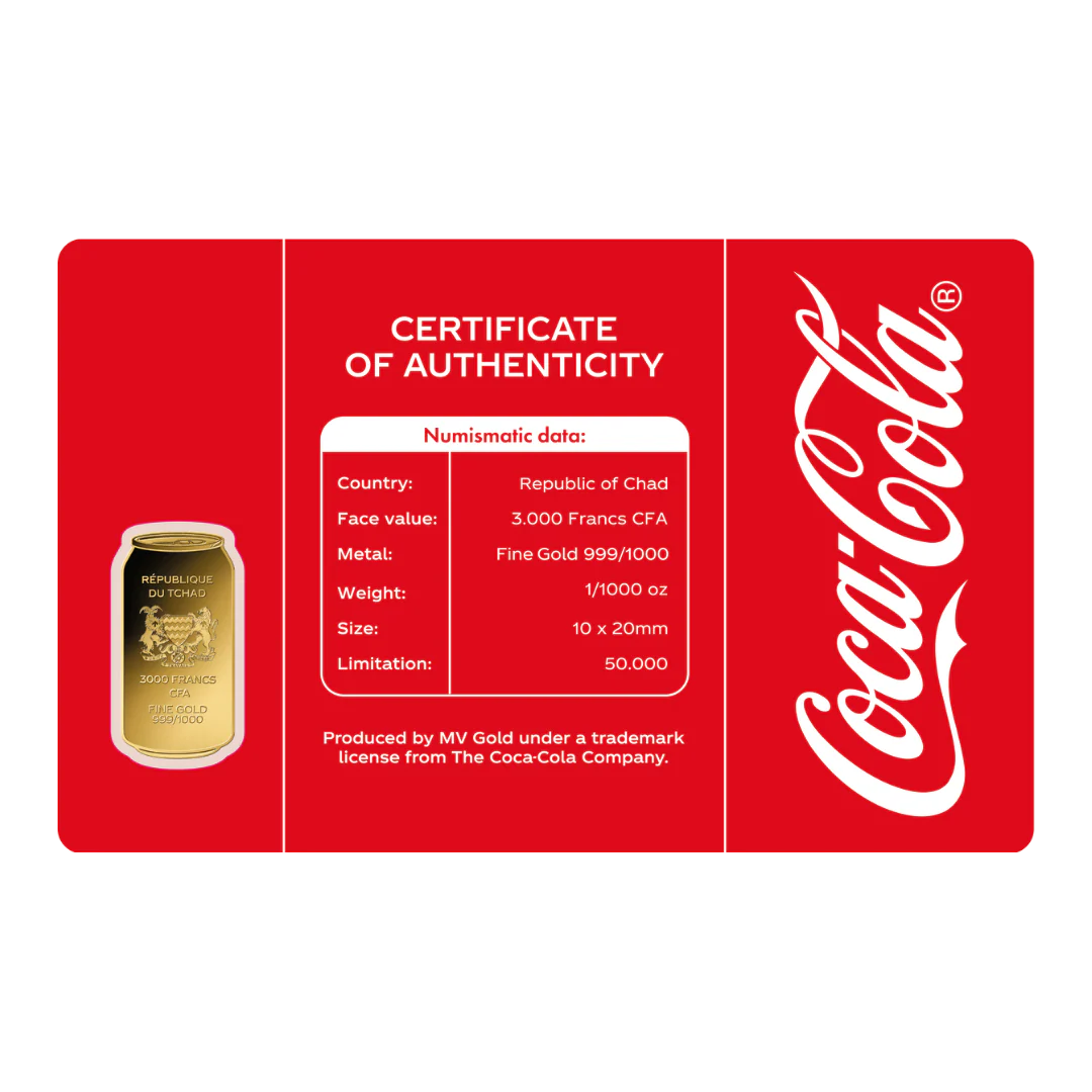 Coca Cola Can Coin Card - Gold Gift - Image 4