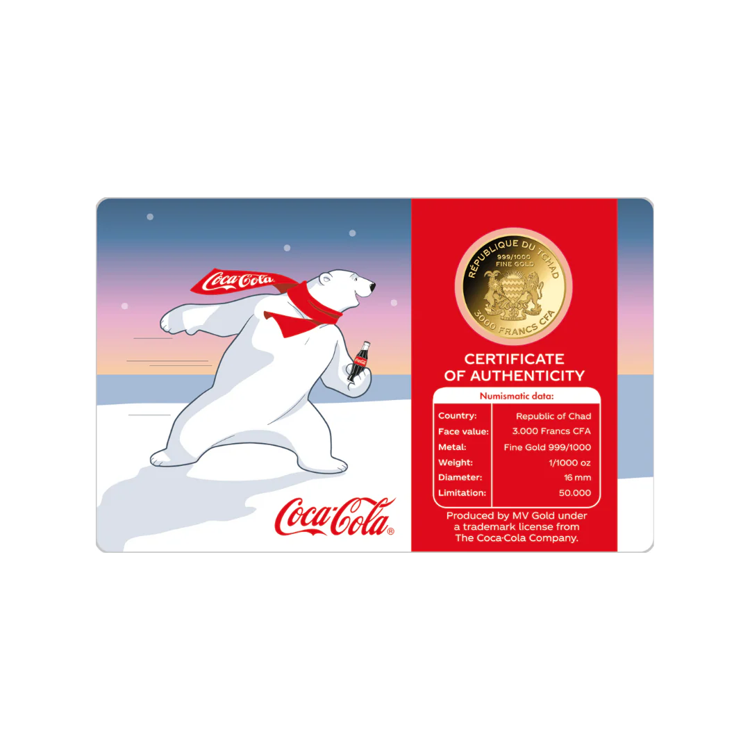 Coca Cola Polar Bear Coin Card 999/1000 1/1000oz - Gold Gift - Image 4