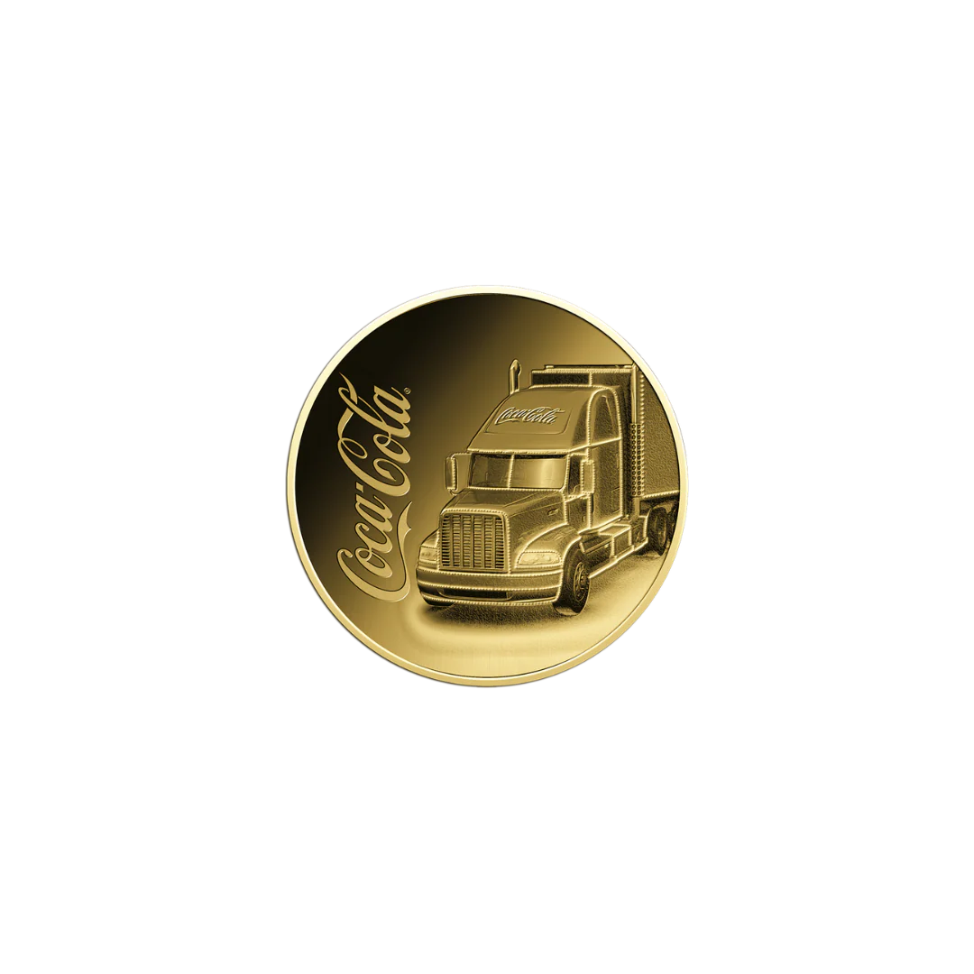 Coca Cola Santa Truck Coin Card - Gold Gift - Image 3