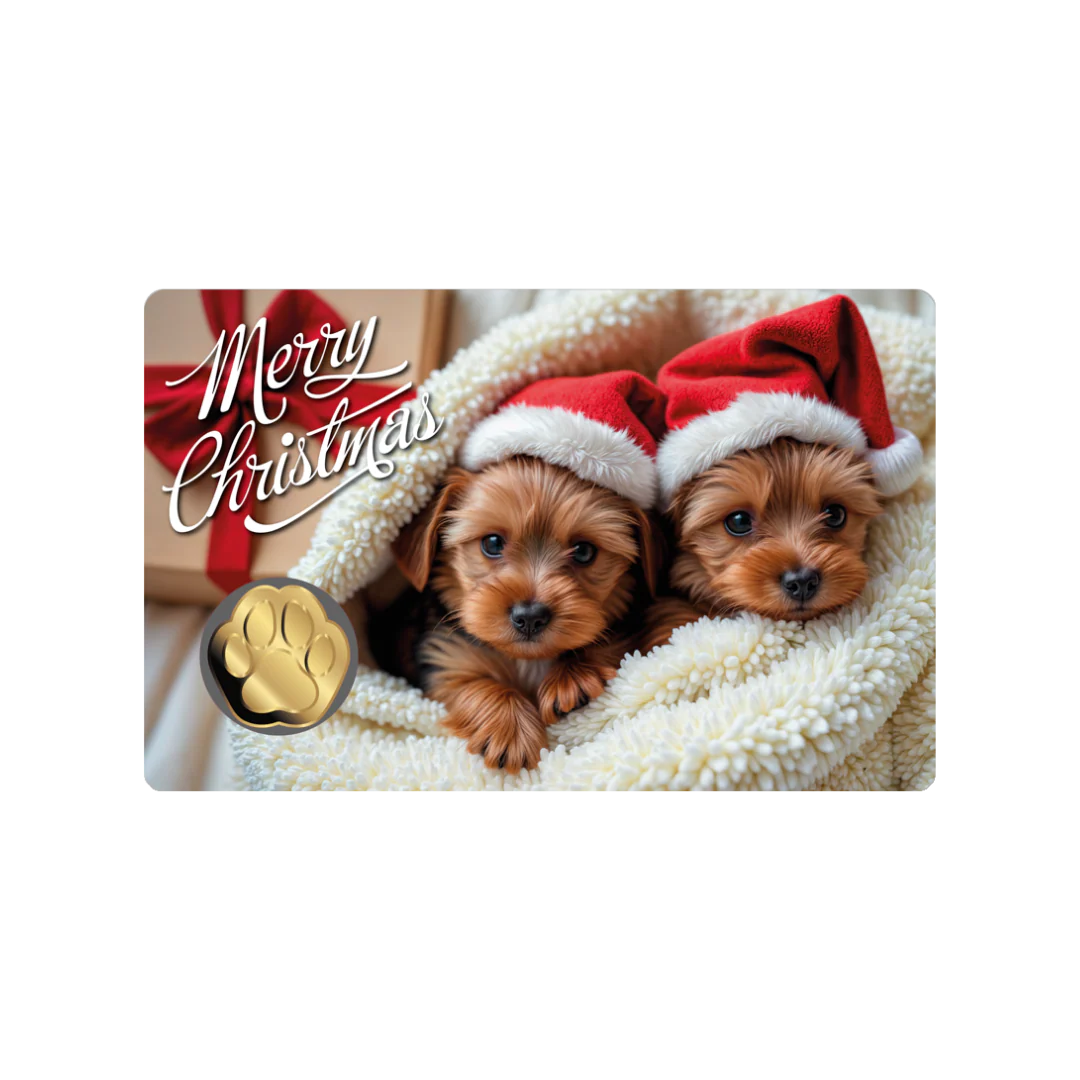 Dog Santa Hat Coin Card 999/1000 1/1000oz - Gold Gift
