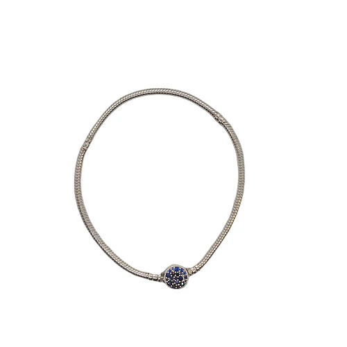 Pandora Sparkling Blue Disc Clasp 8" 925 Silver 15.5G Bracelet Preowned
