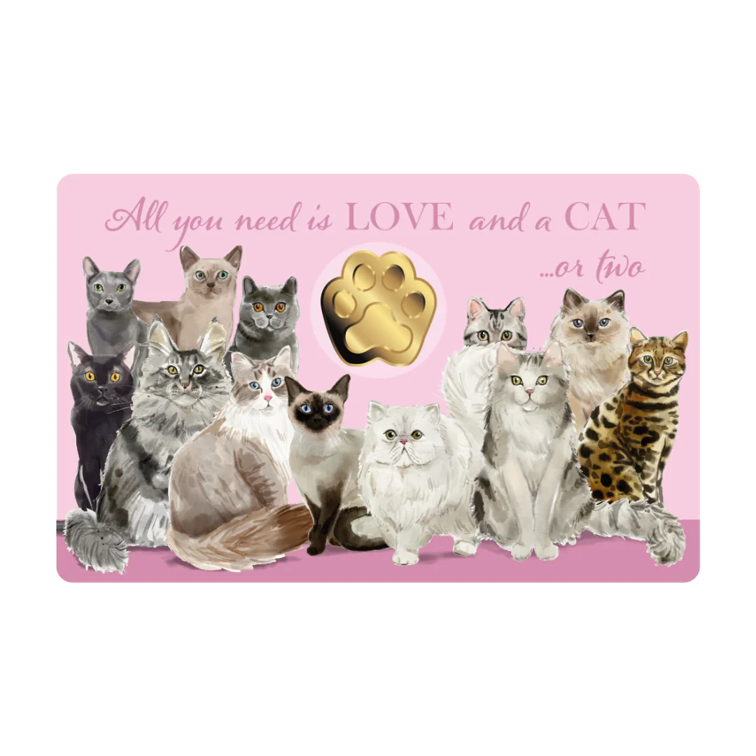Cats Coin Card - 999/1000 1/1000oz Gold Gift Preowned - Image 3