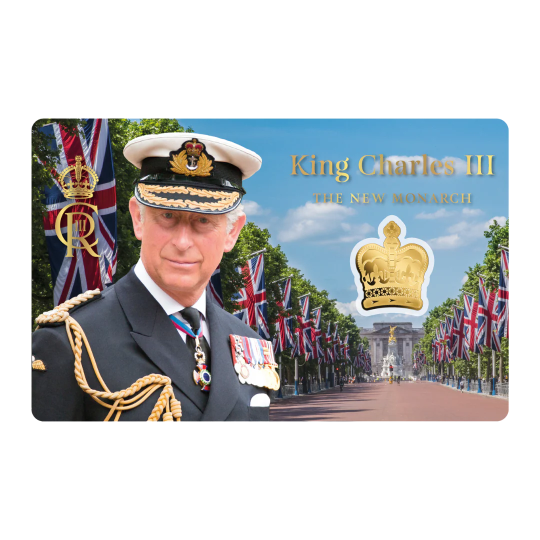 King Charles III Crown Coin Card - Gold Gift