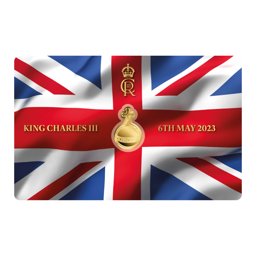 King Charles III ORB Union Jack Coin Card - Gold Gift - Image 3