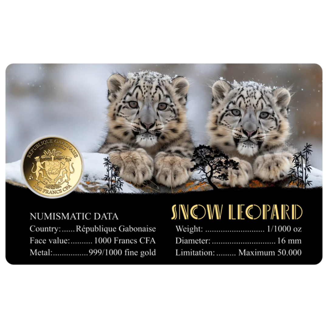Snow Leopard Coin Card - Gold Gift - Image 2