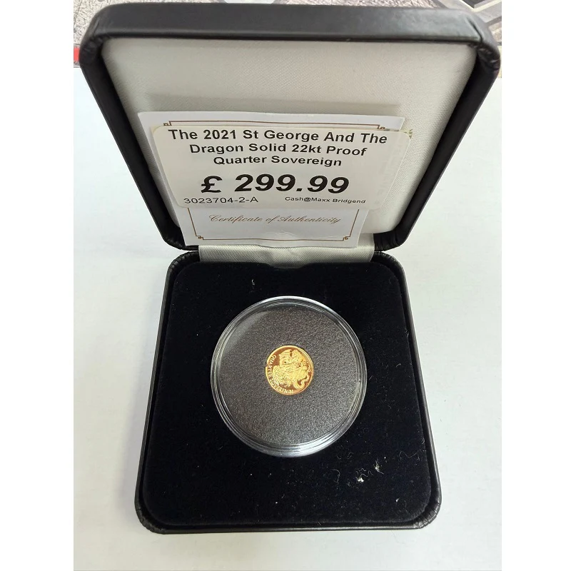 The 2021 St George And The Dragon Solid 22kt Proof Quarter Sovereign