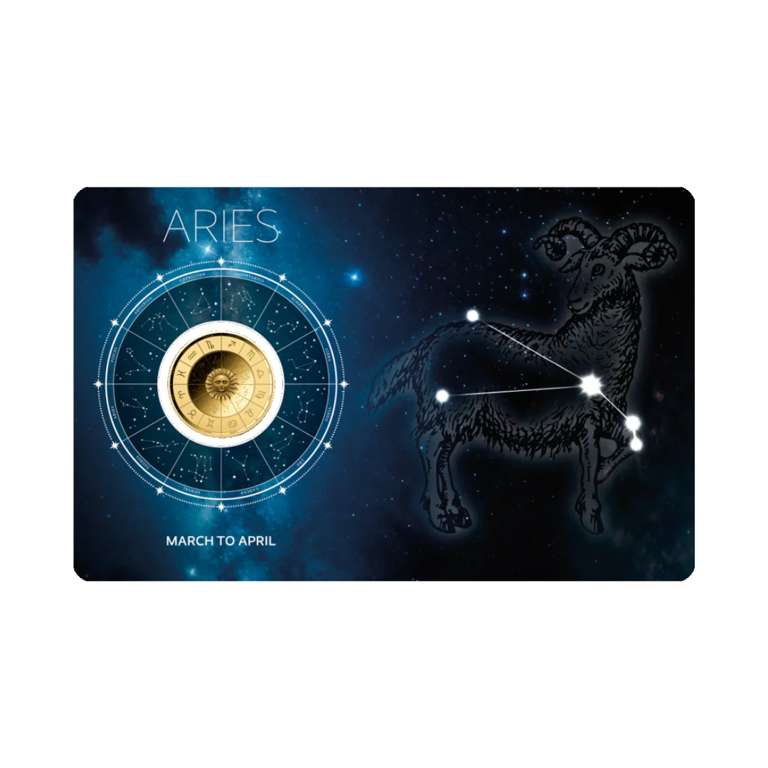 Zodiac Aries Coin Card 999/1000 1/1000oz - Gold Gift