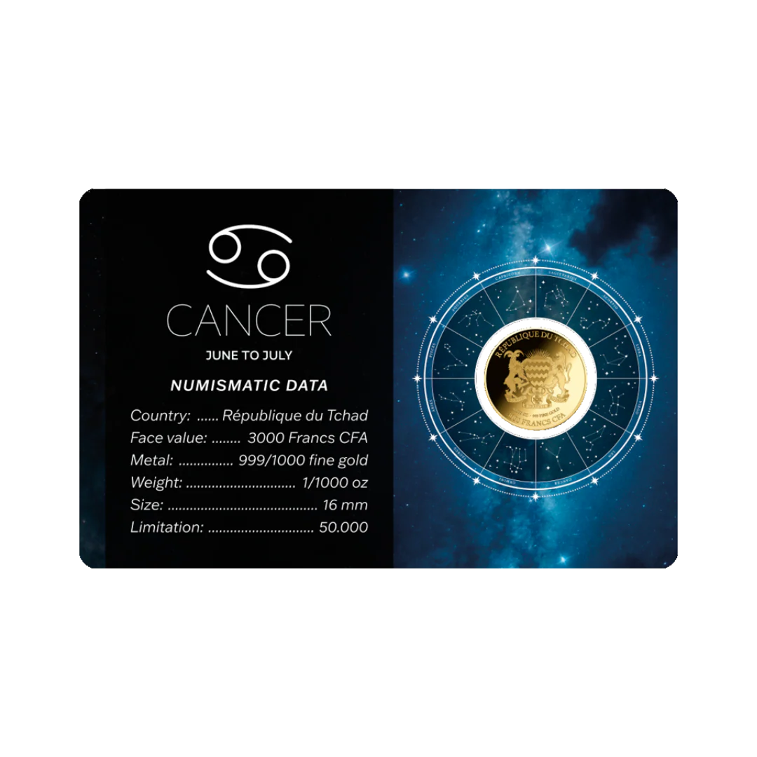 Zodiac Cancer Coin Card - Gold Gift - Image 2
