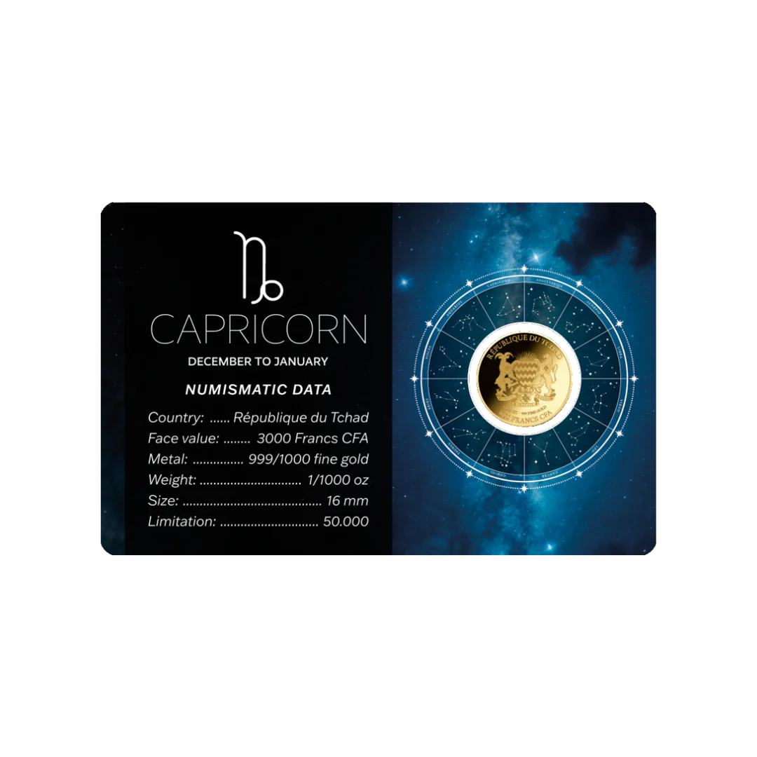 Zodiac Capricorn Coin Card - Gold Gift - Image 2