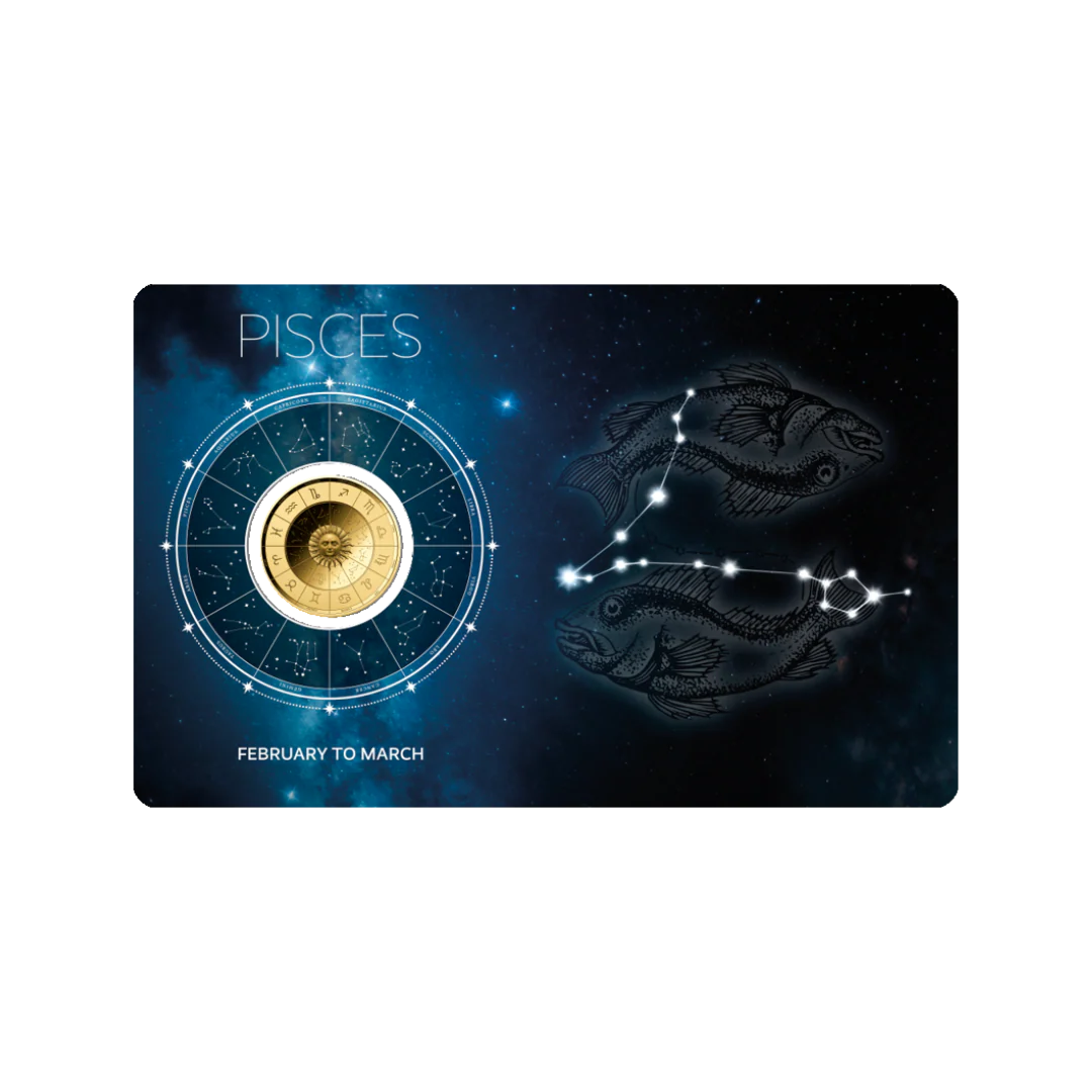Zodiac Pisces Coin Card 999/1000 1/1000oz - Gold Gift