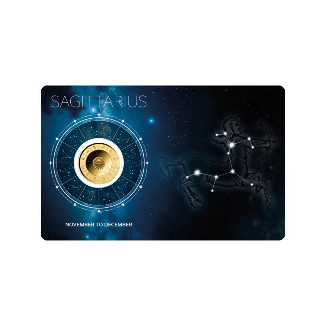 Zodiac Sagittarius Coin Card 999/1000 1/1000oz - Gold Gift Preowned