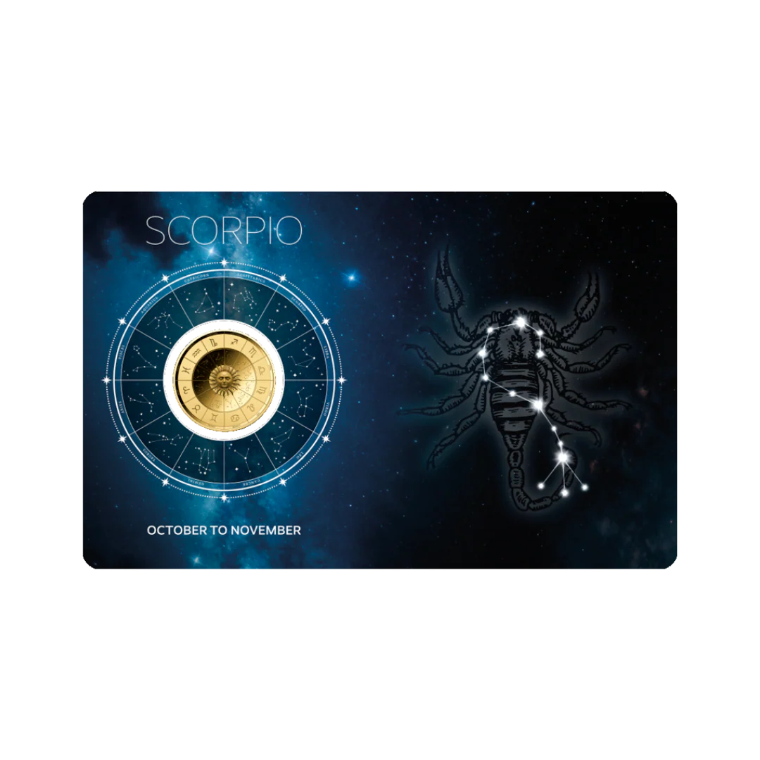 Zodiac Scorpio Coin Card 999/1000 1/1000oz - Gold Gift Preowned