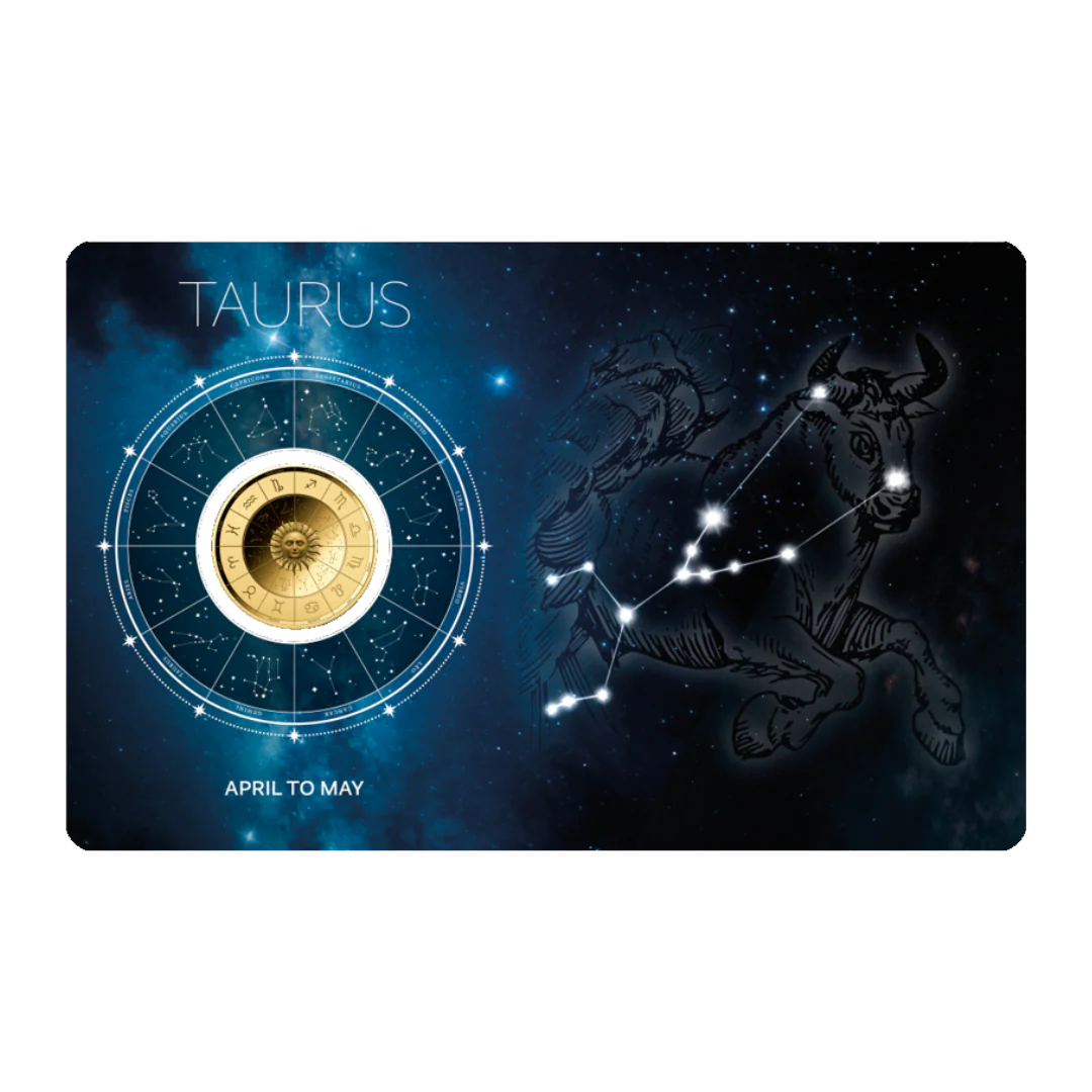 Zodiac Taurus Coin Card 999/1000 1/1000oz - Gold Gift Preowned
